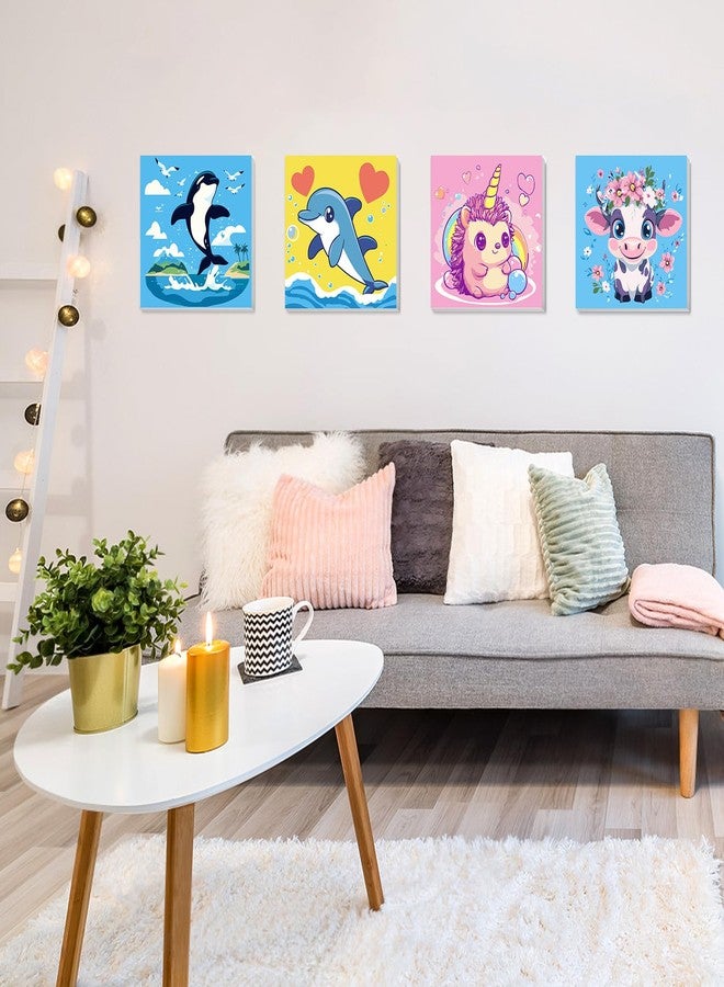 مجموعة الرسم بالأرقام من هيباغو للأطفال، عبوة من 4 لوحات، مناسبة للأطفال من عمر 8 إلى 12 سنة، سهلة الرسم بالأرقام، مناسبة للمبتدئين، لوحة زيتية أكريليك يمكنك صنعها بنفسك لتزيين جدران المنزل، مقاس 8x8 بوصة - Image 3